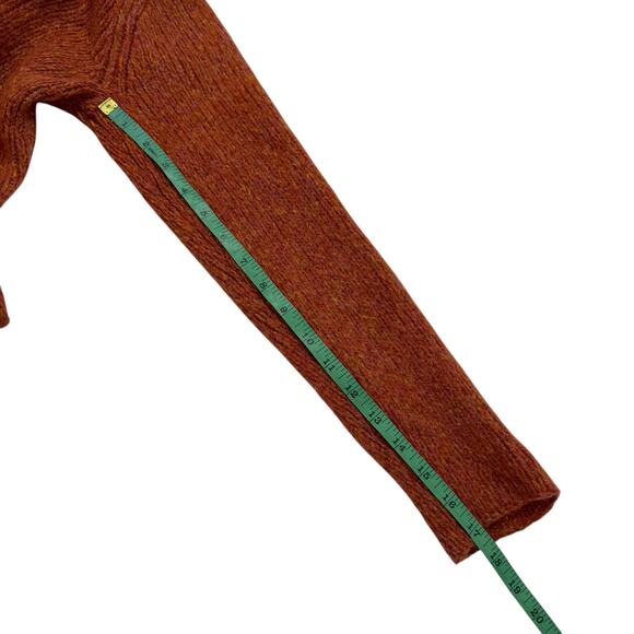 EILEEN FISHER Spice Orange Shawl Collar Merino Wool V-Neck Sweater Size Medium - Picture 10 of 10